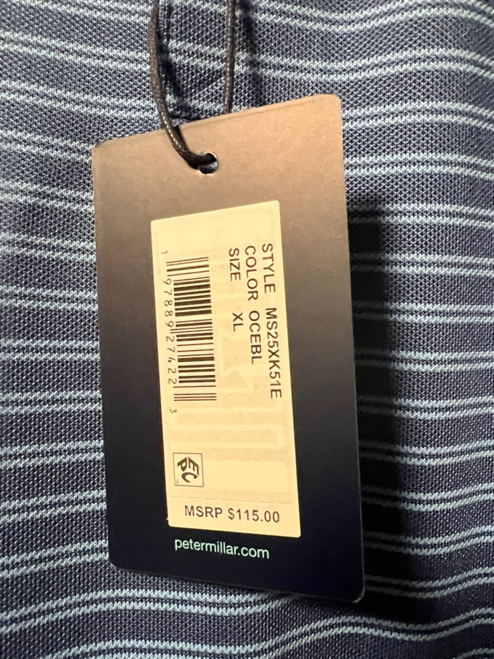 Brand New Peter Millar Crown Crafted Stretch Classic unique blue Striped Polo! - Picture 7 of 14
